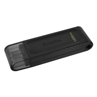 Kingston DT70/128GB DataTraveler 128GB USB Flash Drive, USB 3.2, USB-C, Gen1, 80MB/s, Cap Design, Black, Retail.
