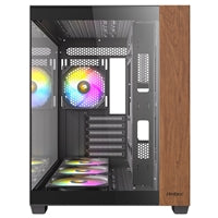 Antec CX800 Wood Mid Tower Gaming Case, 1 x USB Type-C / 1 x USB 3.0, Tempered Glass Front and Side Window Panel, Dual Chamber Design, 4 x Pre-Installed ARGB LED Fans, ATX, Micro-ATX, ITX Compatible