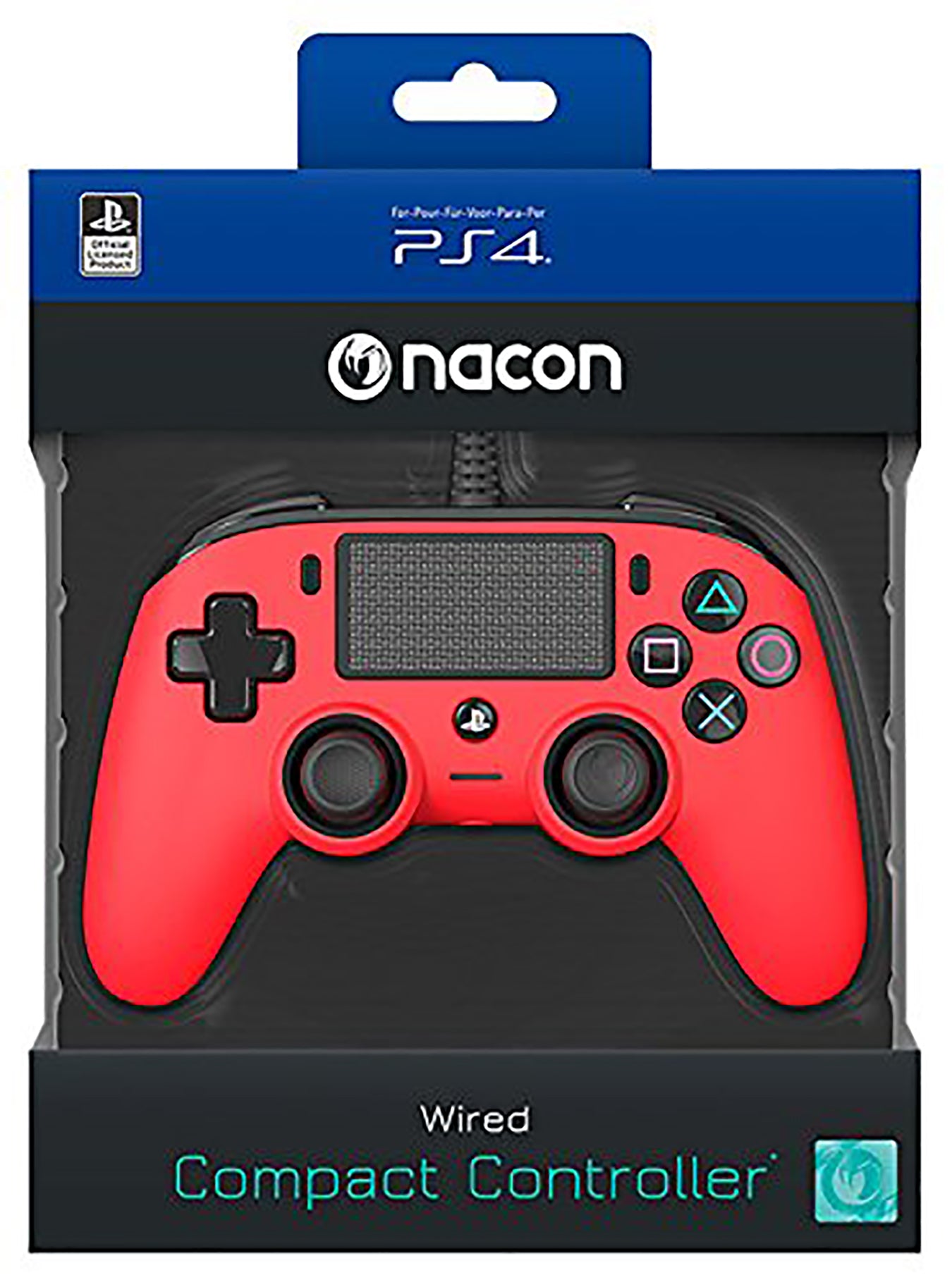 PlayStation Licensed Nacon PS4 Compact Wired Controller Red