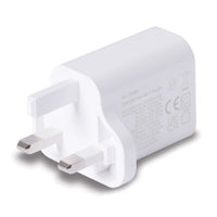 LINDY 73425 30W USB Type A & C Charger UK Plug, 3A, Power Delivery 3.0 + PPS, 2 Output Connectors (USB, 24 pin USB-C), White