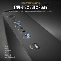 Antec P20CE Mid Tower Gaming Case, 1 x USB Type-C / 2 x USB 3.0, Tempered Glass Side Window Panel, Full-size Dust Filter, 3 x Pre-Installed PWM Fans, E-ATX, ATX, Micro-ATX, ITX Compatible