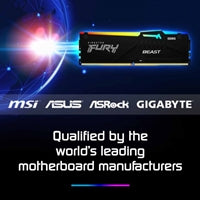 Kingston FURY Beast KF560C36BBE2A-32 32GB (1x 32GB) DIMM System Memory, 6000MHz, DDR5, CL36, Black, RGB, Intel XMP, AMD EXPO
