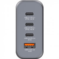 Verbatim GNC-140 GaN Charger 140W with 2 x USB-C PD 140W / 1 x USB-C PD 20W / 1 x USB-A QC 3.0 (EU/UK/US)
