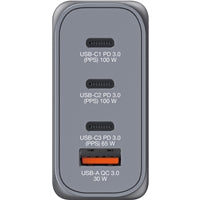 Verbatim GNC-100 GaN Charger 100W with 2 x USB-C PD 100W / 1 x USB-C PD 65W / 1 x USB-A QC 3.0 (EU/UK/US)