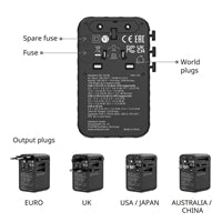 Verbatim Charge 'n' Travel 170W Universal Travel Adapter Black, Charge Up To 6 Devices AT Once