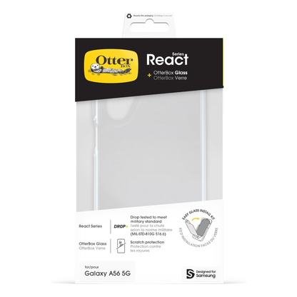 Samsung Galaxy A56 5G Bundle OtterBox React series clear phone case + OtterBox Glass screen protector