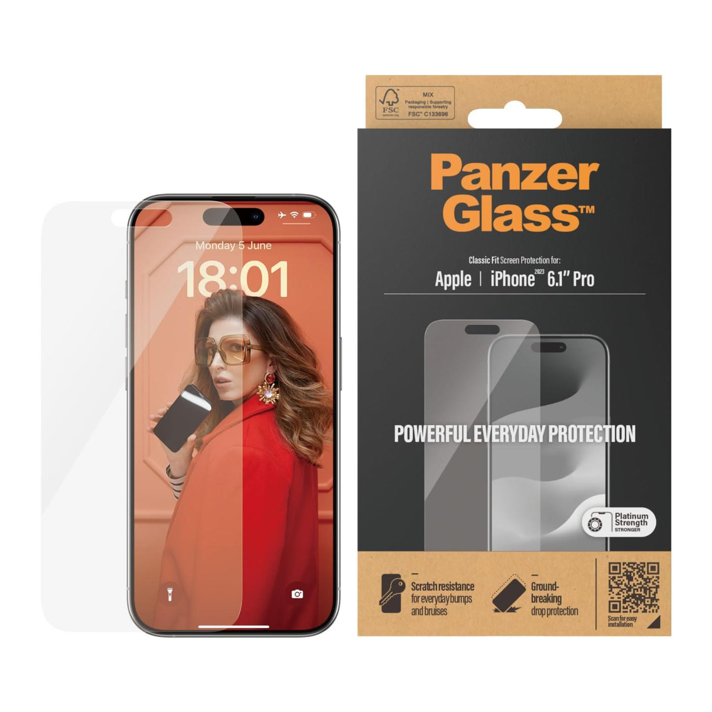Screen Protector for iPhone 15 Pro classic fit Panzerglass