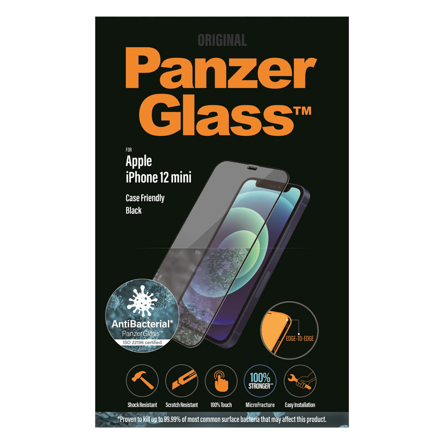 Screen Protector for iPhone 12 mini Case friendly Panzerglass - Black