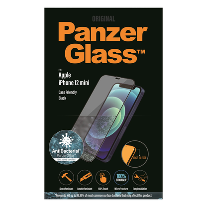 Screen Protector for iPhone 12 mini Case friendly Panzerglass - Black