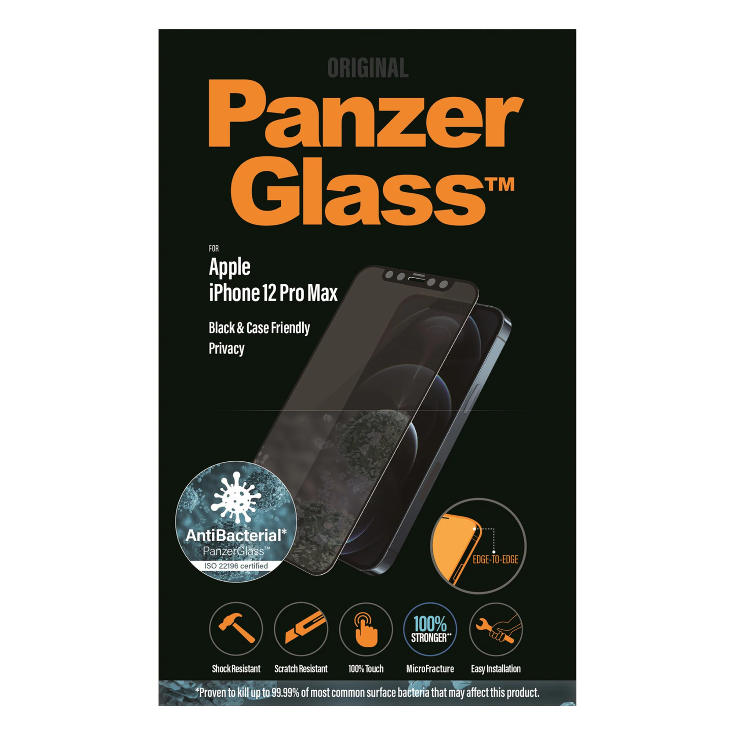 Privacy Screen Protector for iPhone 12 Pro Max Case friendly Panzerglass - Black