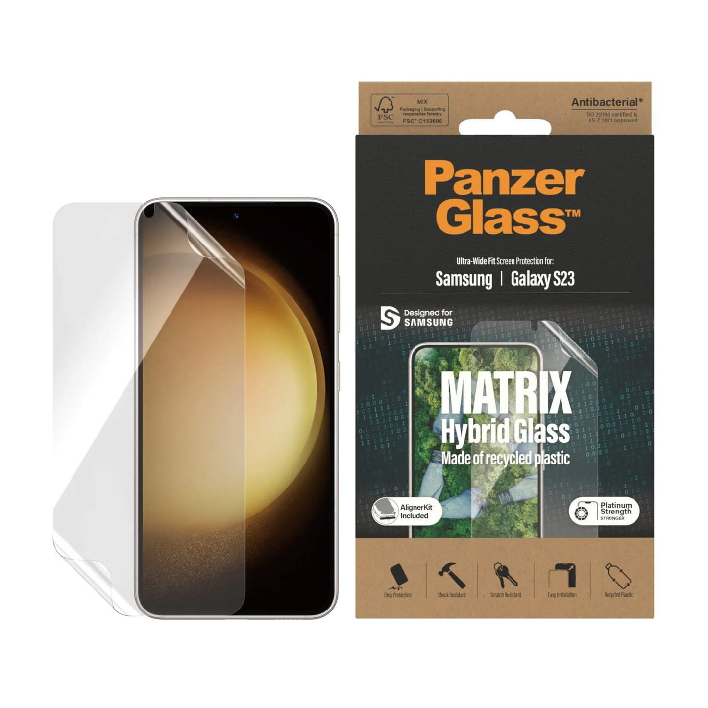 Screen Protector for S23  Matrix Hybrid Glass by PanzerGlass