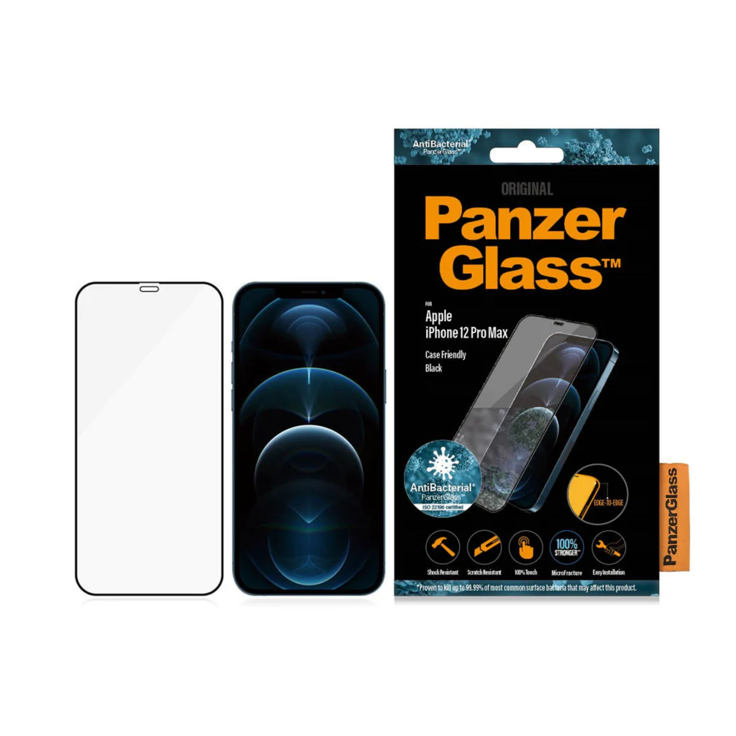 Screen Protector for iPhone 12 Pro Max Case friendly Panzerglass - Black