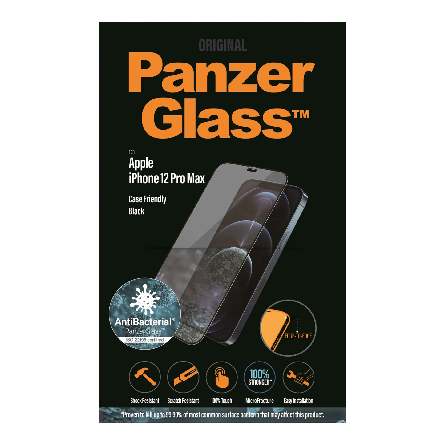 Screen Protector for iPhone 12 Pro Max Case friendly Panzerglass - Black