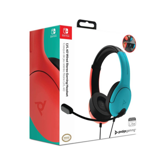 PDP Gaming Headset LVL40 Stereo Nintendo Switch - Red & Blue Neon